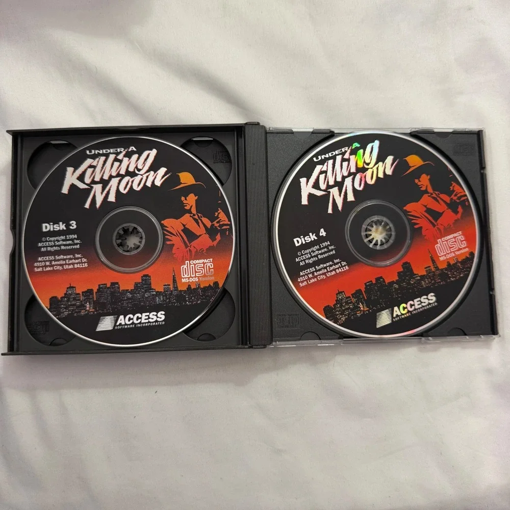 Under A Killing Moon PC Game 1994 Access Software MS-DOS 4-Disc Set Retro FMV